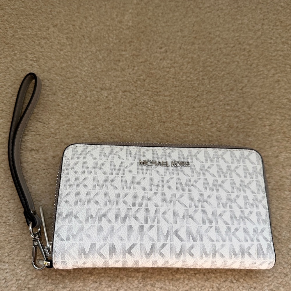 Michael Kors Silver and Black Wristlet